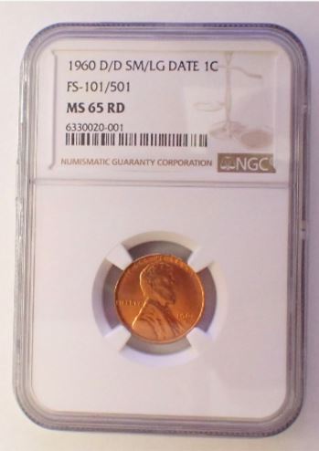 🔥 1960-D Lincoln Cent DDO ,MS 65 RD SM/LG Date FS 101/501 Great D/D — CentCellar